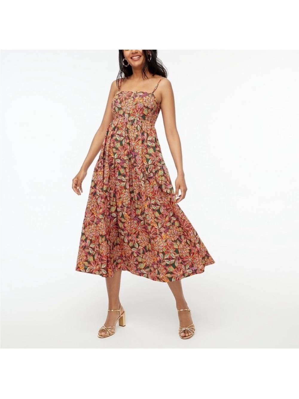 J. Crew Womens Size Tie Back Midi Dress All Over Floral Size 6